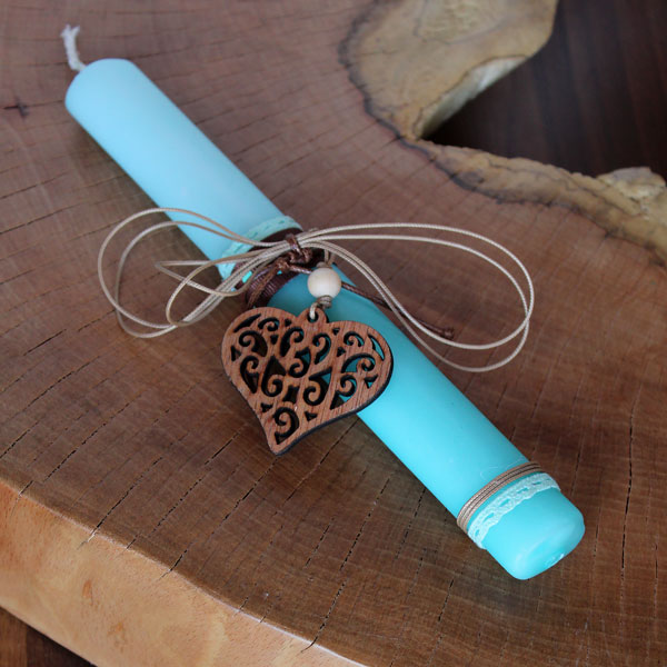 Λαμπάδα ξύλινη - καρδιά