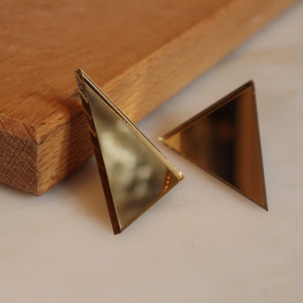 Gold – mirror, plexiglass earrings
